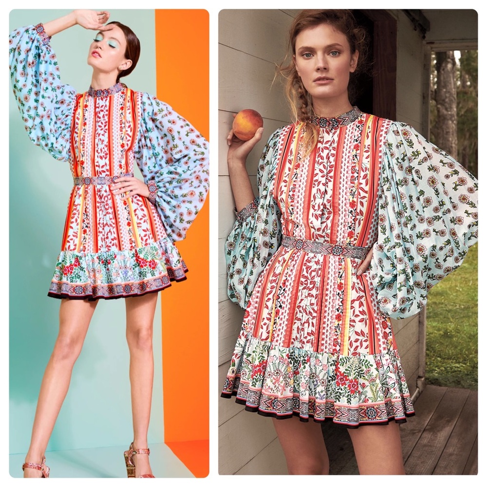 ALICE + OLIVIA Raya Mandarin-Collar Dress